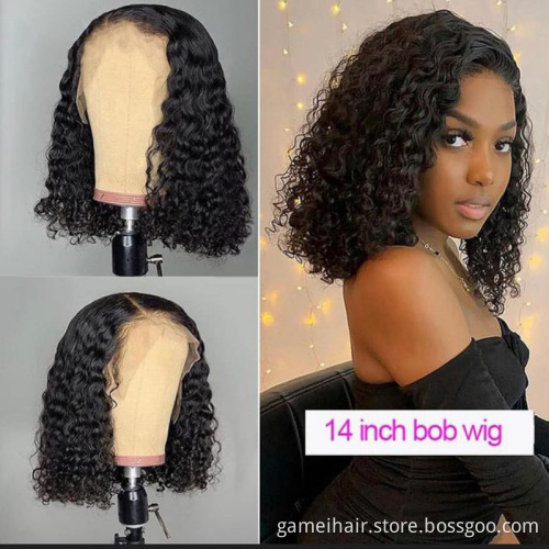 Wholesale Cheap Deep Wave Bob Wig Hd Full Transparent Lace Front Human Hair Wig Brazilian Virgin Human Hair Lace Frontal Wig
